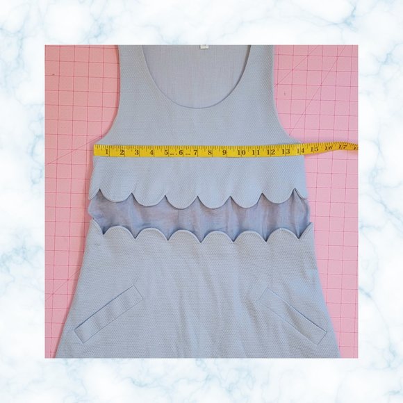 To Be Adored RARE Designer Jamily Dress NWOT Pale Baby Blue Scalloped Silk Sz XS - Picture 6 of 8